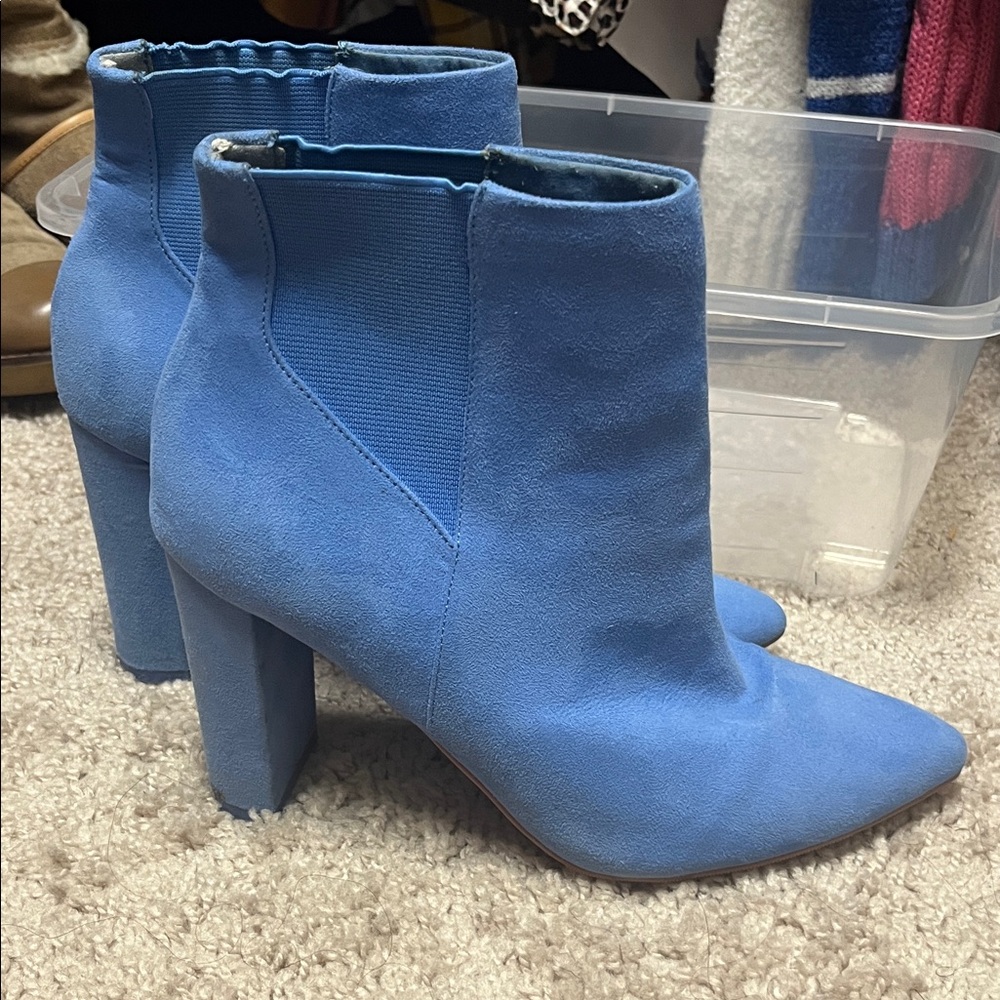 Divided Vibrant Blue Ankle Booties
